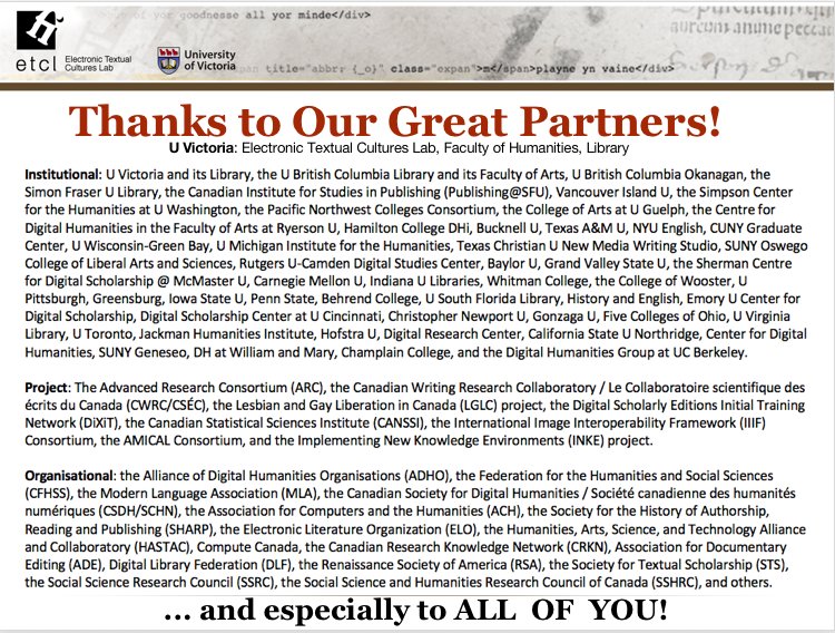 DHInstitute's tweet image. Thanks to all our great #DHSI partners and sponsors! #dhsi18 #dhsi2018