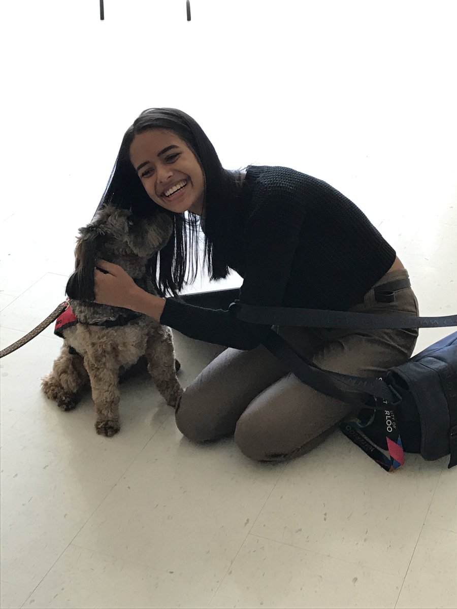 T_Grindley's tweet photo. Students de-stressing before we head into final evaluations. Thanks again @TherapeuticPaws! @LASSinspires @ClimatePeel #Peel4MH https://t.co/jOE4q1gSrR