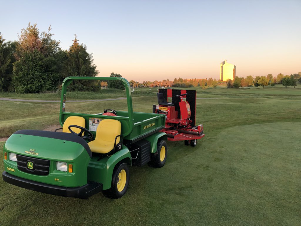 Happy to help out @1sethbritton and the great staff of @GTResort for the 101st Michigan Open @MichiganPGA  Championship . #rollin’ #agrimetal #johndeeregolf