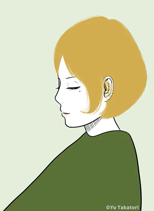 「髪切ったの…気づいた?」不機嫌そうに彼女は言った。[2017]#illustration #イラスト #ショートボブ #ファッション #コーディネート #チュニック 