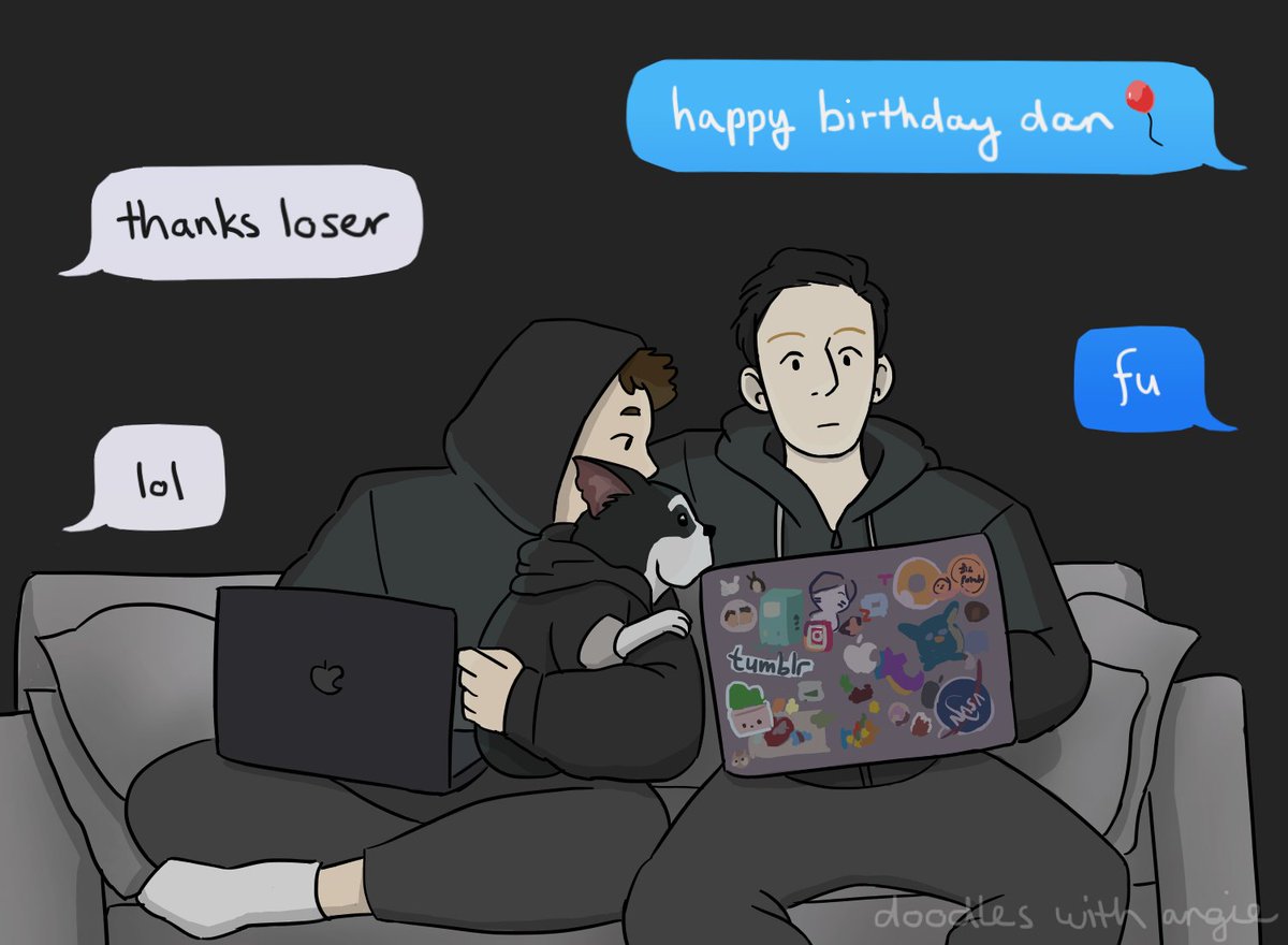 doodles_angie's tweet photo. happy birthday, @danielhowell! i hope your year is filled with monochromatic aesthetics, dogs, and chill stay-at-home days (even while on tour) https://t.co/Nrmp6Sht11