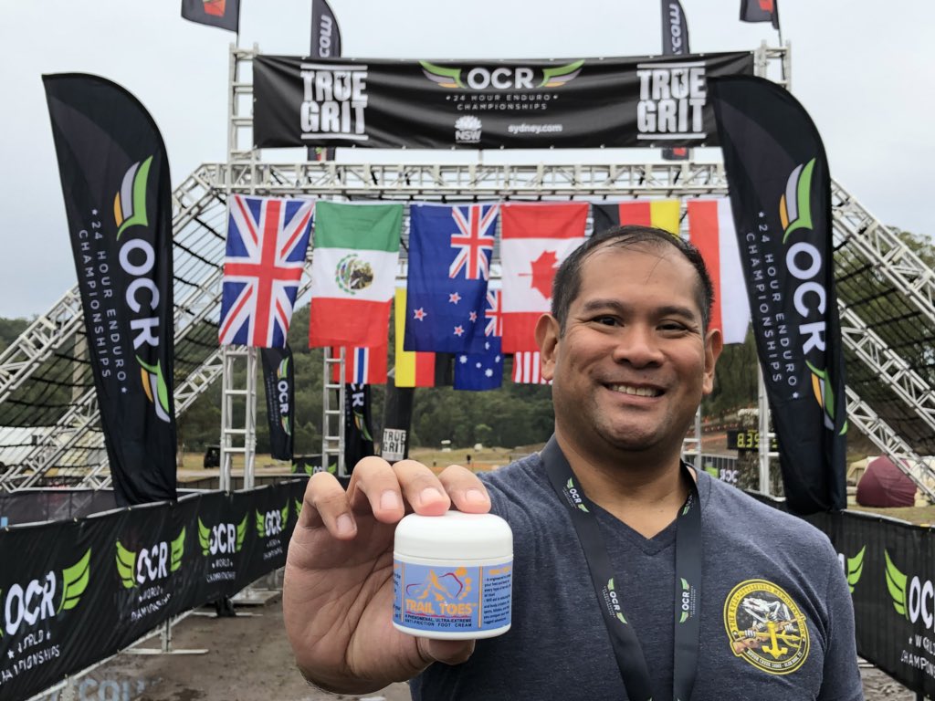 dpasamonte's tweet photo. Thank you @TrailToes for protecting me from blisters and chafing at @OCRChampionship 24 Hour Enduro Championships. #OCR #TrailToes #Enduro #OCRWC https://t.co/9hwoh4UCh6