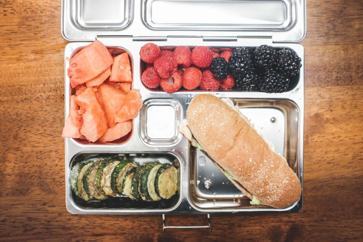 Here's a "life hack" for your Monday morning. Use a hot dog bun for a child's sandwich. It makes a perfect sub roll that little hands and mouth can actually manage. Fits in the <a href="/planetbox/">PlanetBox</a> well too! Great way to use up buns leftover from weekend BBQs. 👌🍉🥖