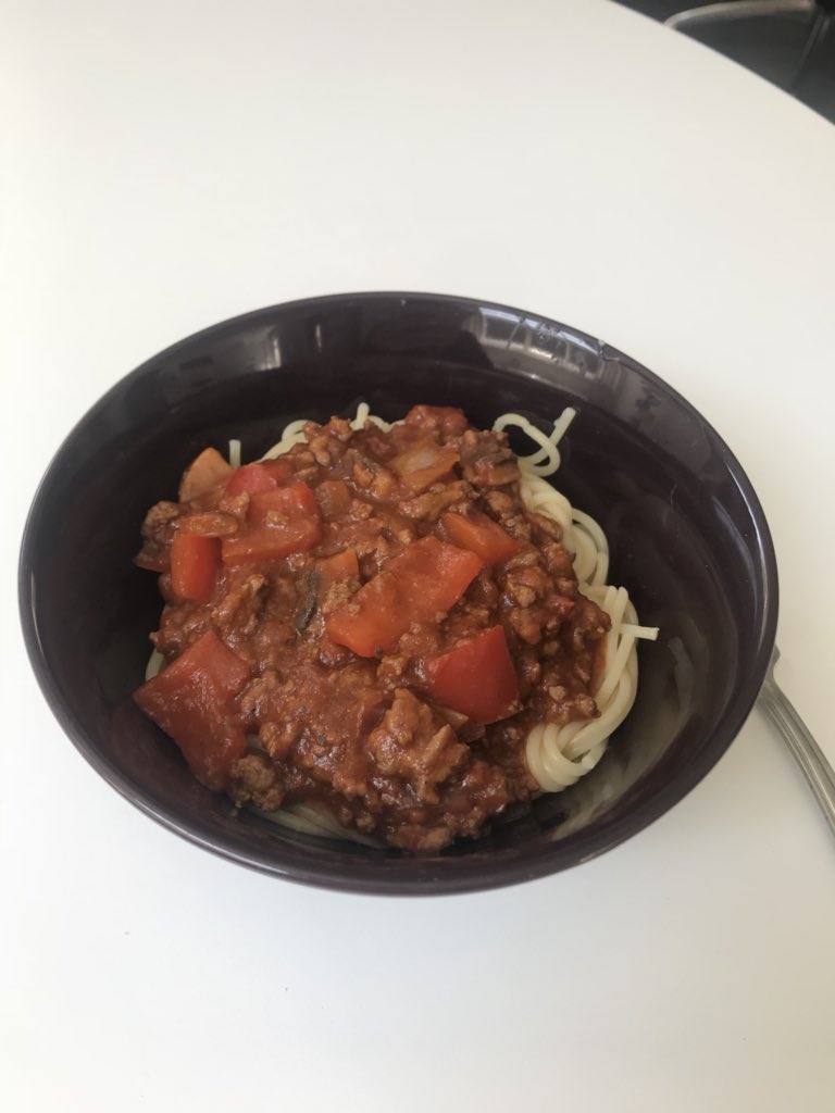 OATBridge1's tweet photo. What a treat...thank you Kenza your spag bol, it was divine 🤤 Fabulous skills in the kitchen! #lifeskills #HealthyLiving #tbap18 #preciseinclusion https://t.co/WIMMpCnvuK