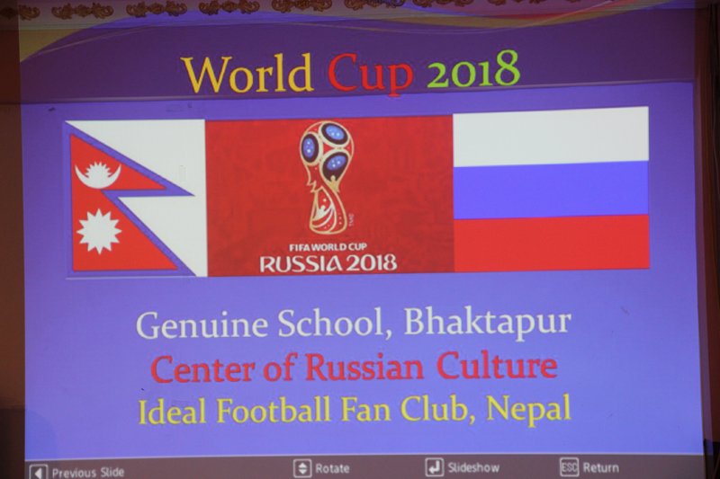 RusHouseinNepal's tweet photo. FIFA World Cup 2018 promotion program at Genuine Secondary School, Bhaktapur
#RussiainNepal #RCSCNEPAL #Russia2018 #FIFA2018 #россотрудничество #россиялюбовьбезграниц #russialovewithoutborders #Rossotrudnichestvo #rsgov #FIFA2018 #football #soccer #футбол #RUSSIA https://t.co/2X0OMs2yue