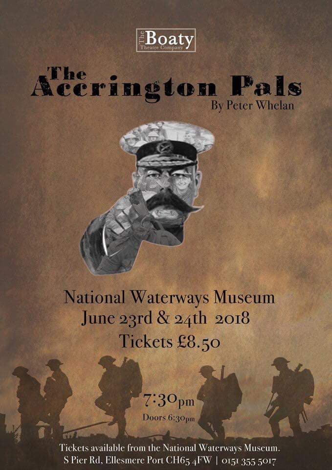 EPortMayor's tweet photo. The Accrington Pals by Peter Whelan is at the National Waterways Museum on June 23rd and 24th 2018.  Ticket Price £8.50  #EllesmerePort #Waterways #Cheshire #Accrington #Pals https://t.co/5Hp7iPTcA5