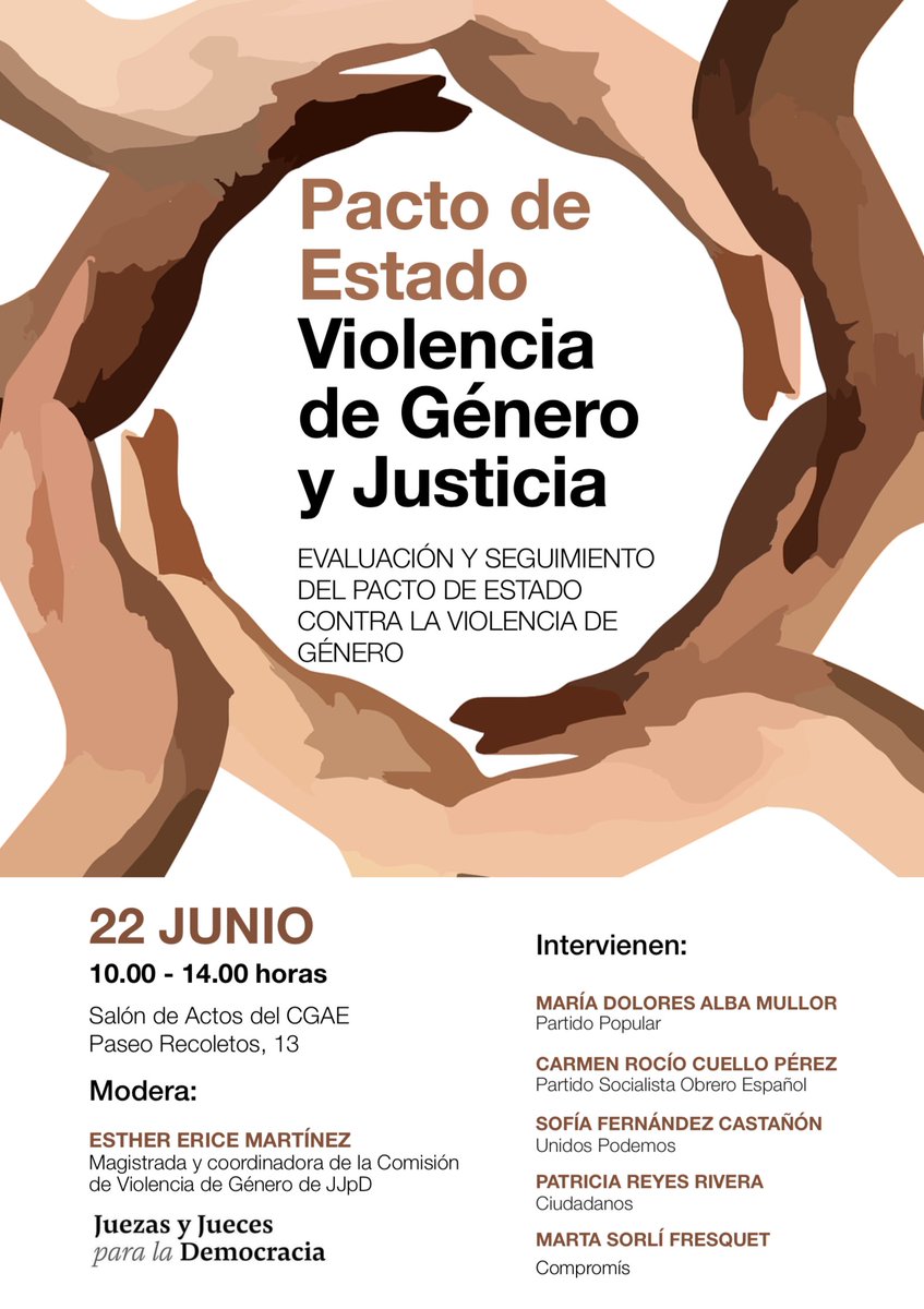 CyM_tw's tweet photo. Queremos que se cumpla el Pacto de Estado contra la #ViolenciaDeGénero, así que el 22 de junio asistiremos a este necesario encuentro organizado por @JpDemocracia ⚖ También podéis inscribiros: https://t.co/C95qFeb4tI 👍🏻 #NosQueremosVivas #StopMachismo #justicia #política https://t.co/fZL2UnNU4k