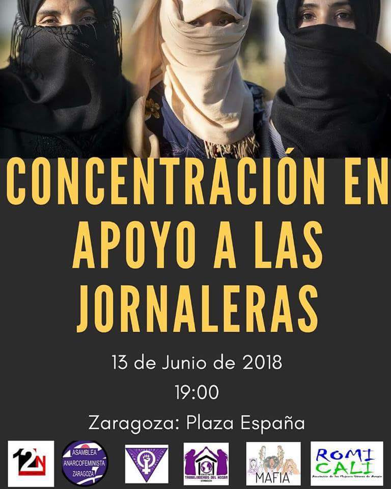 📢 Convocatorias de apoyo a las jornaleras marroquíes de Andalucía:

MADRID. 11 de junio a las 19:30h en el Ministerio de Trabajo e Inmigración
ZARAGOZA. 13 de junio a las 19h en Plaza de España
HUELVA. 17 de junio a las 11h en el Palacio de los Deportes