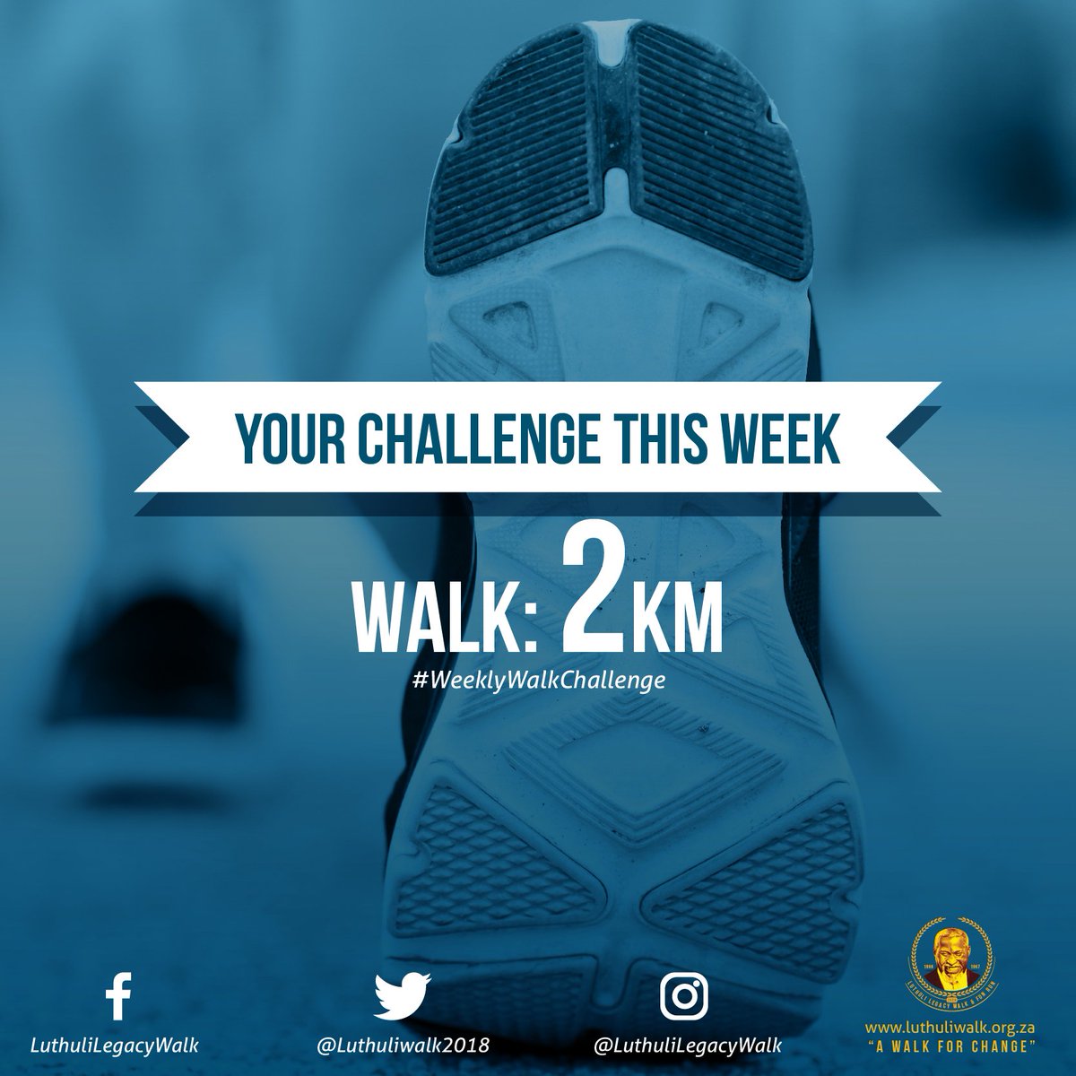 LuthuliWalk2019's tweet photo. HERE'S YOUR CHALLENGE FOR THE WEEK:
Walk 2km > 2,624 steps > All in 20min
Retweet to challenge others
#LuthuliLegacyWalk2018 #AWalkForChange
https://t.co/Tac95KF6kQ https://t.co/6i3bQoz3lV