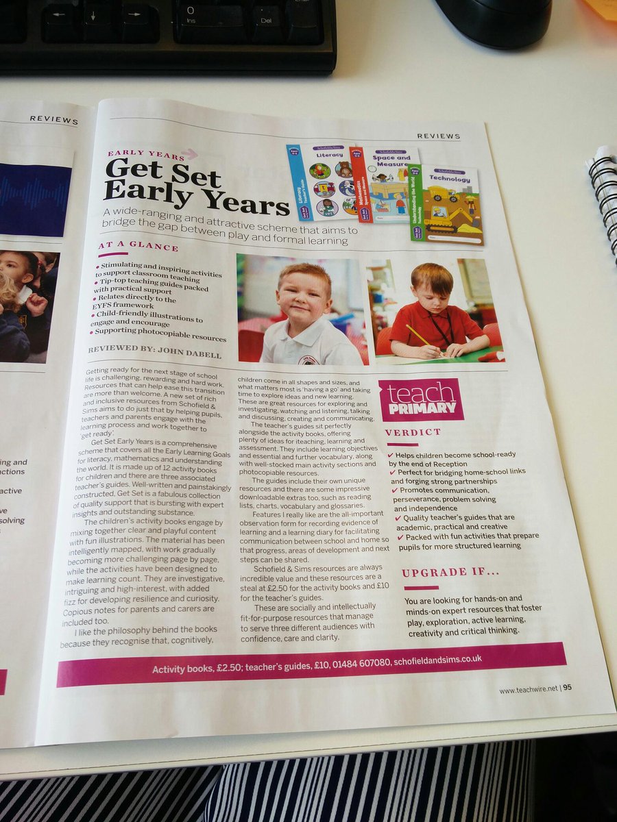 SchofieldSims's tweet photo. Fantastic review of our new series Get Set Early Years in the latest issue of @TeachPrimary – ‘a new set of rich and inclusive resources’. https://t.co/s8lyNvzPI9