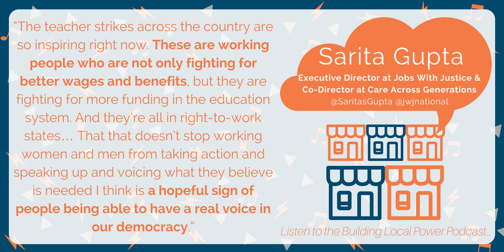 ilsr's tweet image. When working people stand up in our politics and our economy, things change for the better, argues @saritasgupta in our latest #BuildingLocalPower podcast -- Listen here: ilsr.org/future-of-work…