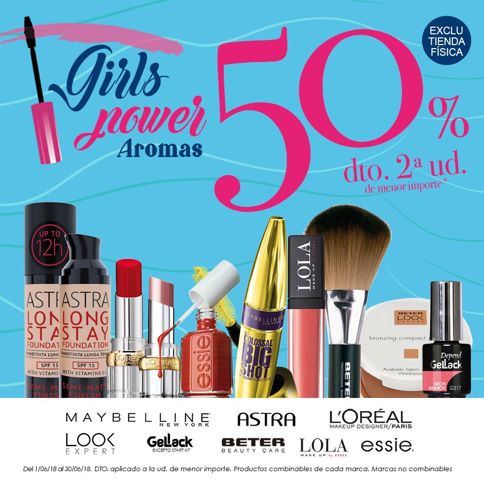 aromas's tweet photo. #GirlsPower 💖!! Tú te lo mereces!! Comienza la semana con un -50% en 2º Unidad en #LOréal, #Maybelline, #AstraMakeUp, #GelLack, #essie, #LOLAMakeUp, #BETER y #LookExpert
¡Promo exclusiva en nuestras tiendas #aromas! https://t.co/CRYQHu5bG6 #perfumeriasaromas #maquillaje #makeup https://t.co/CzqWxoDbNy