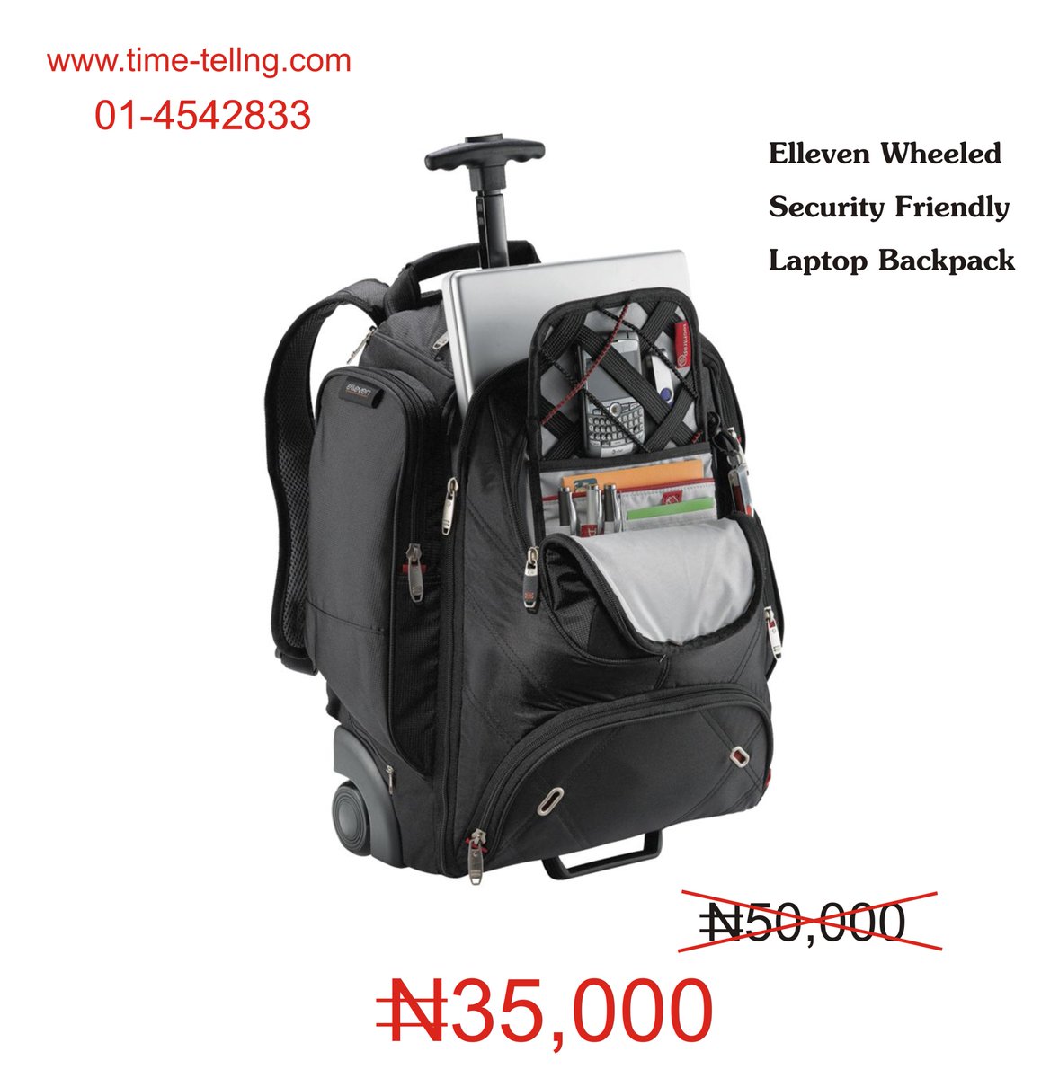 TimeTellNG1's tweet image. ELLEVEN WHEELED SECURITY FRIENDLY LAPTOP BACKPACK

Gender:Unisex
Material:Nylon
Size:17"
Brand: Elleven
Style:Laptop Bag
Type:Backpacks
Color: Black
Features:Rolling, Expandable, Lightweight, Water Resistant

#BackPack #SecurityFriendly #WheeledBackPack #LightWeight #WaterResist