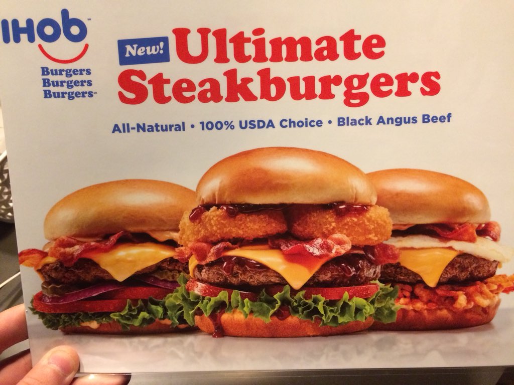 ghansenphotog's tweet photo. International House of... Burgers? My money was on ‘breakfast’ with ‘bacon’ as a dark horse contender. Maybe we were all wrong, because these are the new menus they’re about to roll out. 🍔 #ihob #weburgerasgoodaswepancake https://t.co/Y2UYEB6ZM7