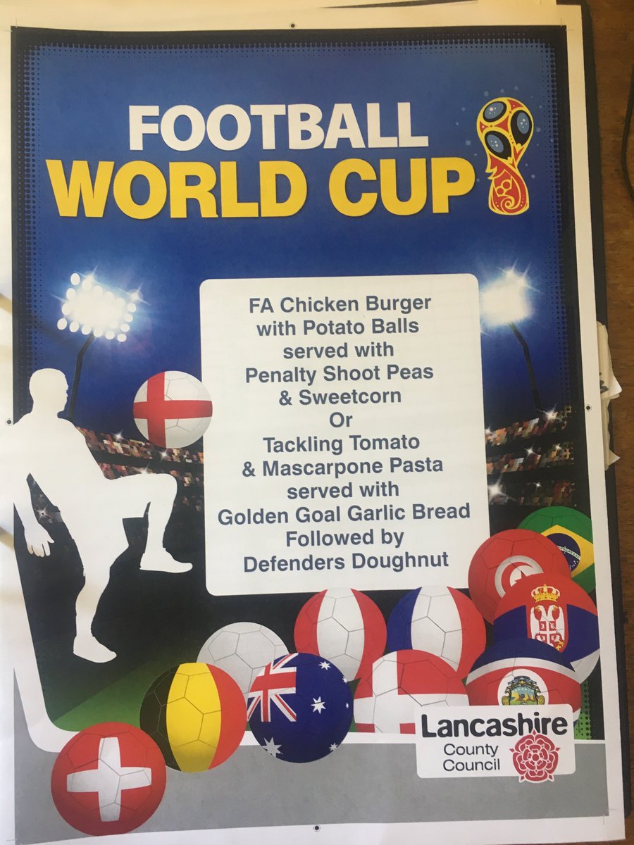 BVPSCatering's tweet photo. Looking forward to #WorldCup ...come and join us on Monday 18thjune open to all pupils  @bvpstweets #themedaymenu #ThreeLions #footballscominghome https://t.co/IuzlTRjVbI