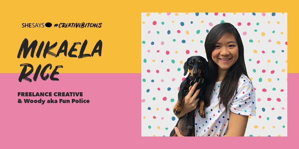 shesaysuk's tweet photo. The first interview of our #CreativeBitches series is up! Meet Mikaela Rice, a freelance creative currently at @sapientrasorfish & her dog Woody. Head to our Linkedin page for the full interview>https://t.co/asjOBRmSo3 #officedog #agencydog #female #advertising #creative #career https://t.co/uDsnpbJyoq