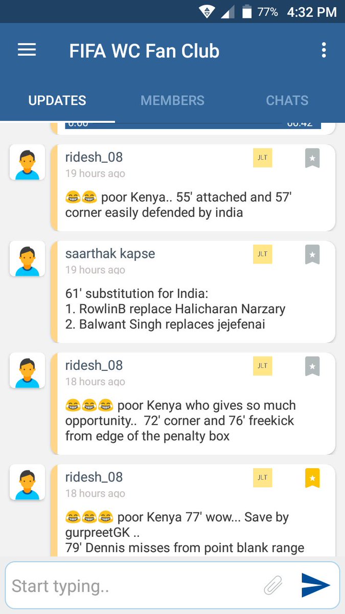 worldcupchatapp's tweet photo. Did you missed the Live Discussion #IntercontinentalCupFinal
#INDvKEN #IntercontinentalCup2018
I hope u didn't
"Poor Kenya.. 🤣🤣🤣"
Ridesh trolling level Against Kenya in World Cup Chat app is hilarious
https://t.co/jrLLlzgVZ9 https://t.co/jYRqBrpT4w