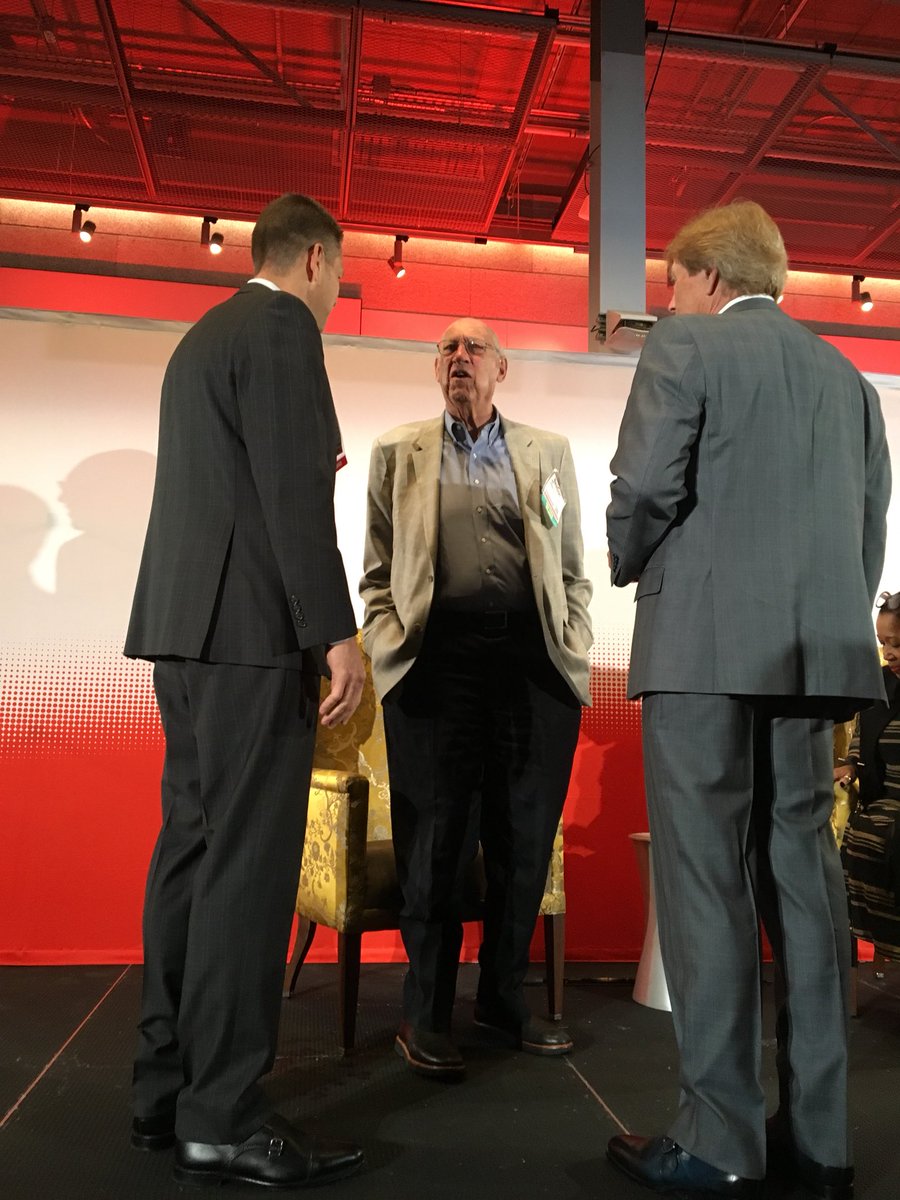 Aspectaflooring's tweet photo. Aspecta’s Russ Rogg and Robert Langstaff chat with the Art Gensler prior to Keynote #NeoCon50 #NeoCon2018 #unbound #Aspecta https://t.co/P2pWkrcSz2