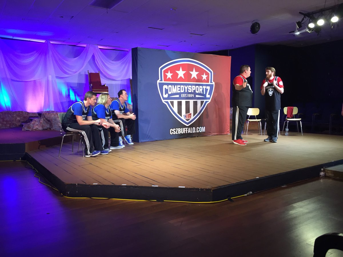 cszbuffalo's tweet photo. We had a great time with our friends at the Niagara Regional Theatre Guild this weekend and thanks to Jennifer for being the Loyal Fan Volunteer of the night! #KIT #seeyounextyear #neverchange #comedysportz #cszbuffalo #buffalofamilyfun #nrtg #buffalotheatre https://t.co/yof6yf2j3x