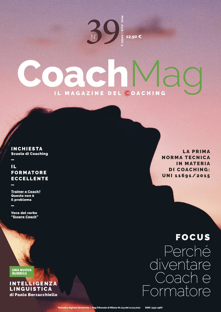CoachMagIT's tweet image. Portare i Coach, Formatori e Trainer che ci seguono al “livello superiore” di professionalità ed efficacia 🚀 
È l'obiettivo del nuovo numero di CoachMag dedicato al "Perché Diventare #Coach e #Formatore"! 
Godetevi l'anteprima ⤵️
coachmag.it/coachmag-n-39-…
#coaching