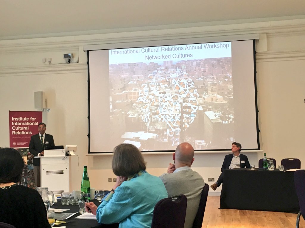 Delighted finally to have arrived at <a href="/UoE_IICR/">Cultural Relations</a> event on #culturalrelations and networked cultures - engaged and engaging range of speakers and delegates - good to see @jemma_tweets <a href="/StephenStenning/">Stephen Stenning OBE</a>, Prof JP Singh, Prof Faith Liddell, Jonathan Mills and Prof Jolyon Mitchell