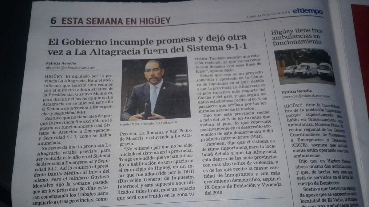 Lic_JeanCarlosN's tweet photo. Estaremos reclamando por la diferentes vías hasta que se cumpla con la instalación del #sistema911 en la Provincia #LaAltagracia en este año en curso @PresidenciaRD @Hamletamadomelo https://t.co/Ff2MrPuaiq