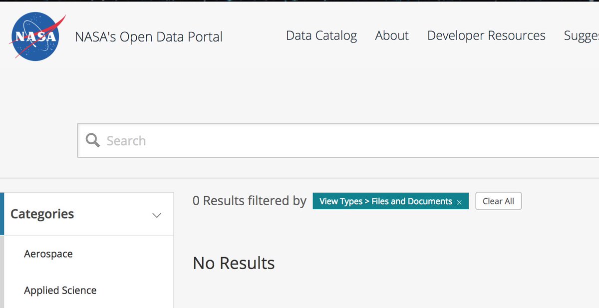 PetiteGuerriero's tweet photo. After #miniSpaceUp, looking for other datasets in the @NASA #OpenData Catalog https://t.co/I5dqprdDiD
At first: "woaw: 31503 Results!". And then, looking deeper:
-Datasets: 15 results
-Files & docs: 0
-Maps: 0
🤔My https://t.co/e6fJvYMAHJ portal has more REALLY usable data! 🙄 https://t.co/0Kpr4TVieI