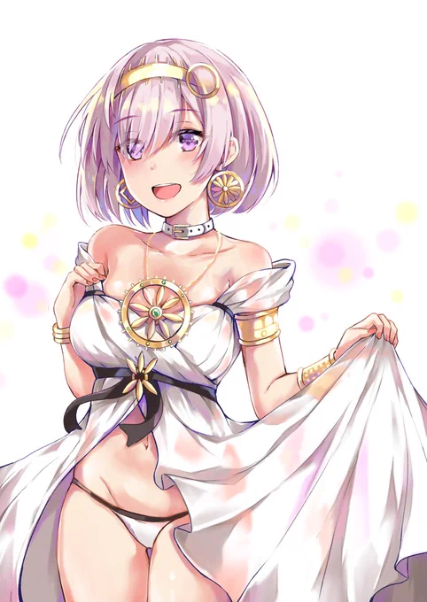 マシュはどんな服でも似合うような気がする…   
#FGOでマイルームランダム設定にして一番目に来た鯖に二番目に来た鯖の服を着せた絵を描く 