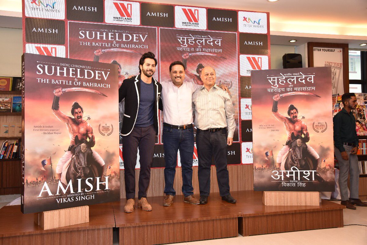 Varun_dvn's tweet photo. At the launch of SUHELDEV -the battle of Bahraich with @authoramish and me Vikas Singh . A very interesting story can’t wait to read it a story very important for today’s india. Thank u for ur hospitality Amish https://t.co/c05PxipQtU