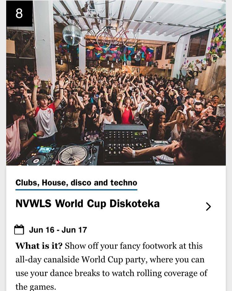 Looking forward to playing the <a href="/_NVWLS/">NVWLS</a> World Cup Discoteka this Saturday at <a href="/number90bar/">number90</a>. Always a hoot with this lot residentadvisor.net/events/1104597