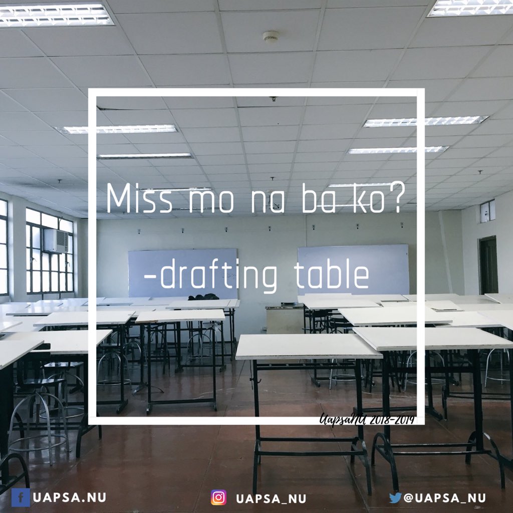 uapsa_NU's tweet photo. Lamesang kakaiba dahil naka-liyad,
Dugo't pawis ang inaalay walang patawad.
Sa pagpasok ikaw ang kaharap,
Pag-uwi'y ikaw pa rin ang nasa harap.
Bakasyon ay nagdaan,
Handa ka na ba sa panibagong laban?
Ikaw, ano ang kwentong Drafting table mo?
#NewAPSA #UapsaNU #BeInvolved https://t.co/uI2KhRKka6