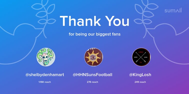 Raychl_Rockstar's tweet photo. Our biggest fans this week: @shelbydenhamart, @HHNSunsFootball, @KingLosh. Thank you! via https://t.co/4Njkgommpi https://t.co/v2SkLPweOl
