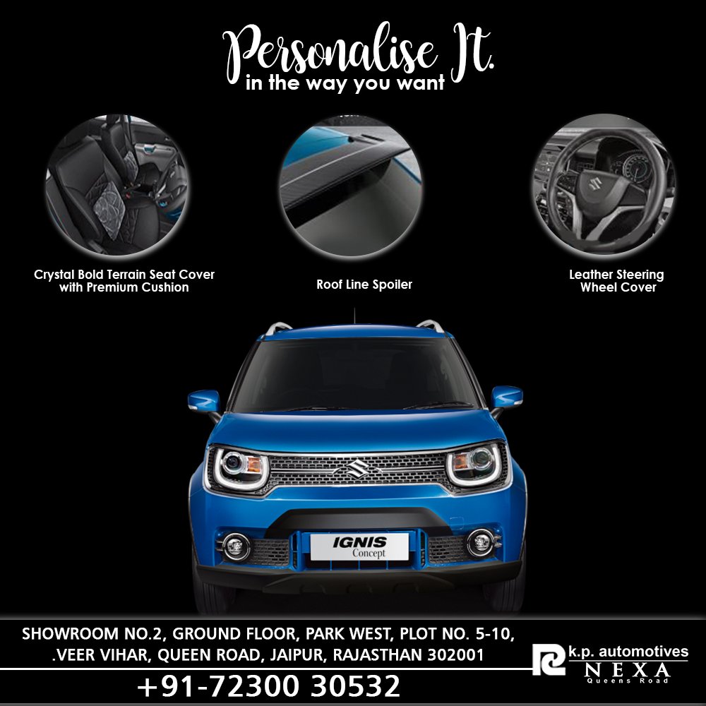 kp_nexa's tweet photo. Personalise it your way.
#nexacars #cardealers #bestprice #budgetfriendlycar #budgetedprice #ignis #nexa #queensroad #kpautomotives #nexaexperience #kpnexa #nexaqueensroad #scross #hybrid #hybridtechnology
#carexperience #carsofjaipur #Nexafamily #Nexaindia #nexacars #nexajaipur https://t.co/TYfou0nj1A