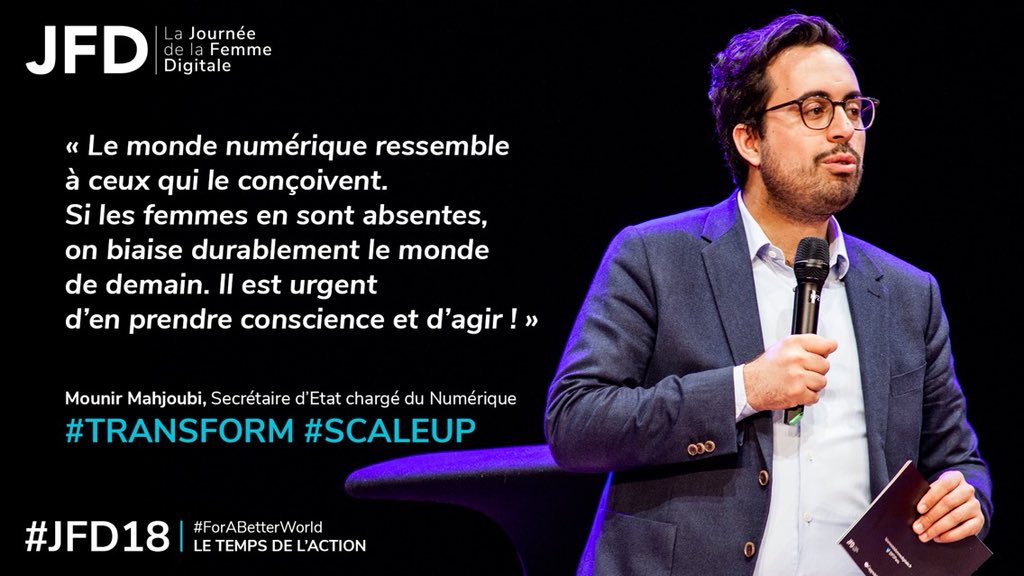 Retour sur la #JFD18 <a href="/mounir/">Mounir Mahjoubi</a> lors de la présentation de l’étude exclusive de la JFD « Elles changent le monde » avec <a href="/LaFrenchTech/">La French Tech</a> @CapgeminiConsul #TRANSFORM #SCALEUP #ForABetterWorld