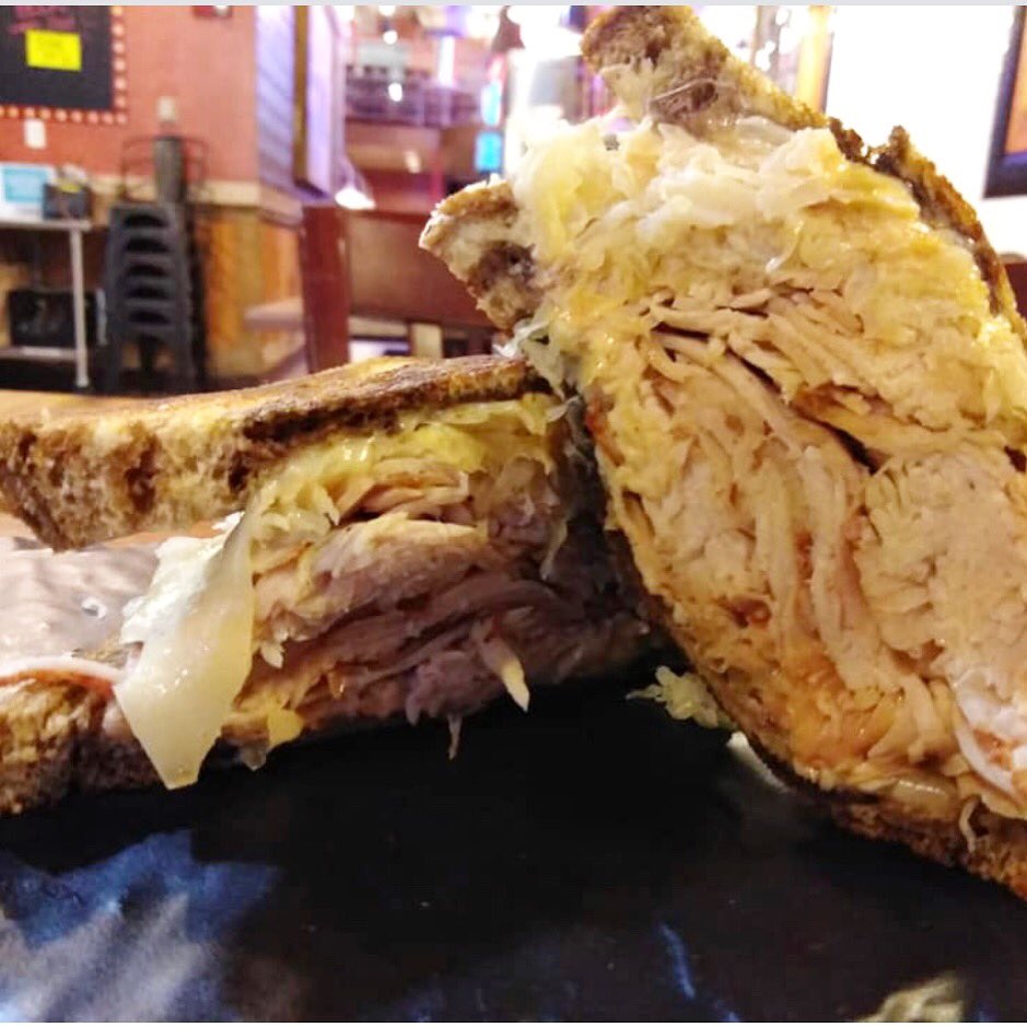 sugarfireindy's tweet photo. Turkey 🦃 Reuben 
A hearty portion of our smoked turkey with sauerkraut and our special sauce https://t.co/hhGqgwCuGK