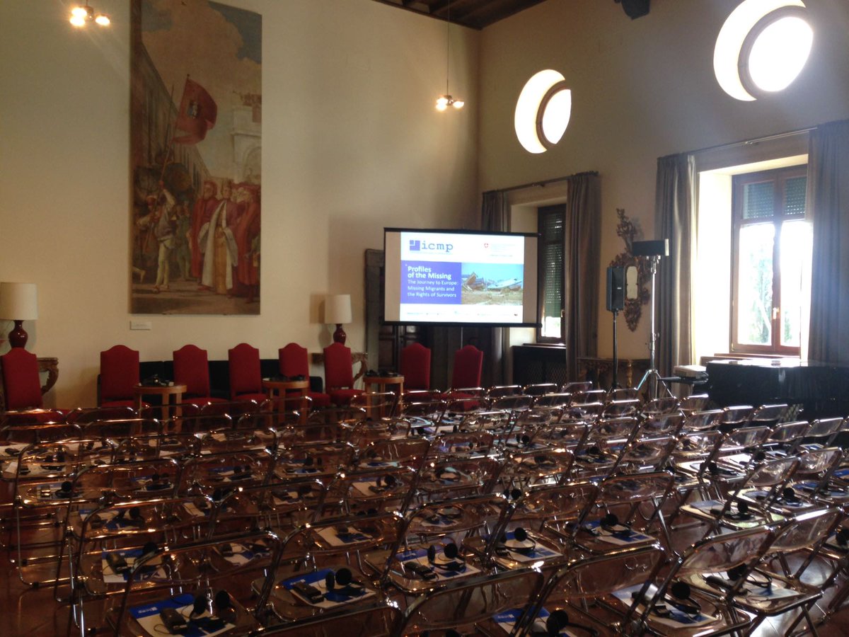TheICMP's tweet photo. All is set for the #ProfilesOfTheMissing conference, organized with support of
@ambasciatasvizz to discuss practical steps forward in the multinational effort to try to address the issue of #MissingMigrants. #BakaryfromGambia #KazemfromSyria #WallidfromIraq https://t.co/JnC7jl2yeJ