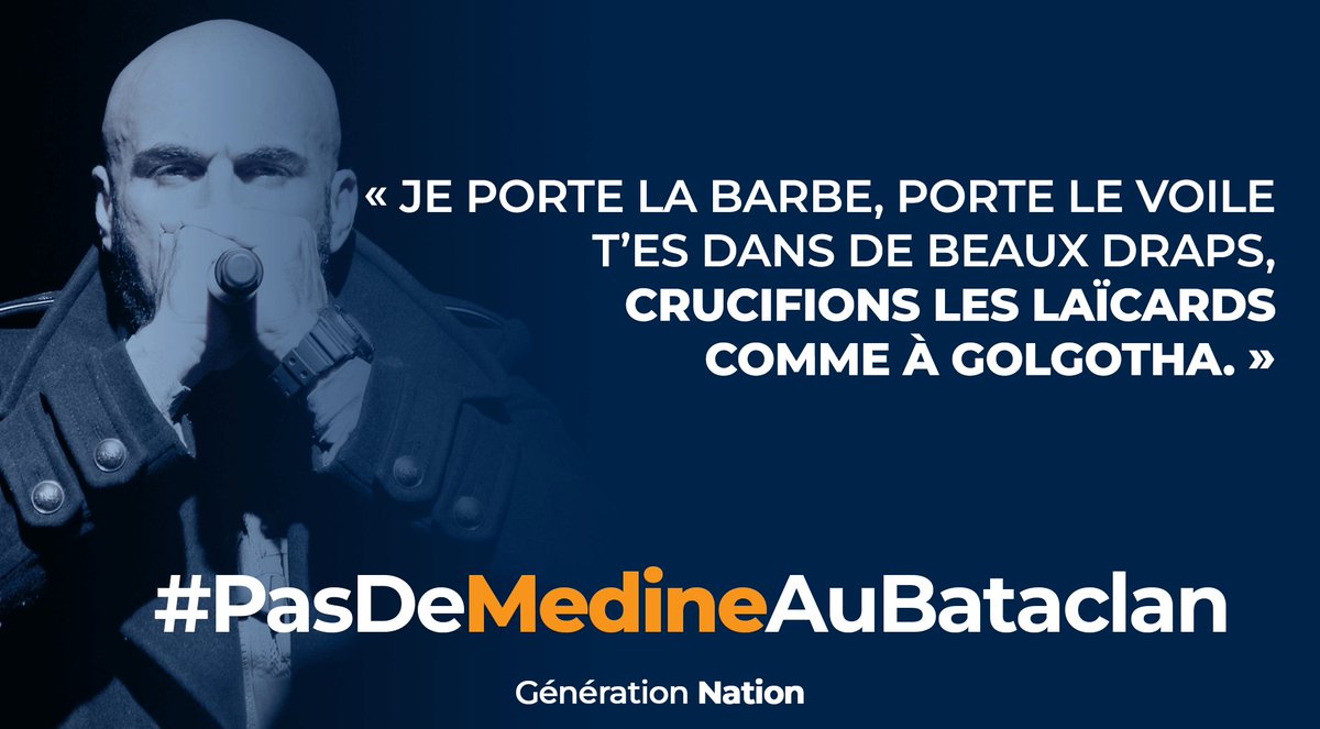 RNJ_off's tweet photo. 🔴 La mobilisation continue !

Ne laissons pas #Médine répandre la haine au #Bataclan.

Ceux qui veulent voiler les femmes et « crucifier les laïcards » n'ont leur place ni sur scène ni ailleurs !

#PasDeMédineAuBataclan https://t.co/melMM793Bk