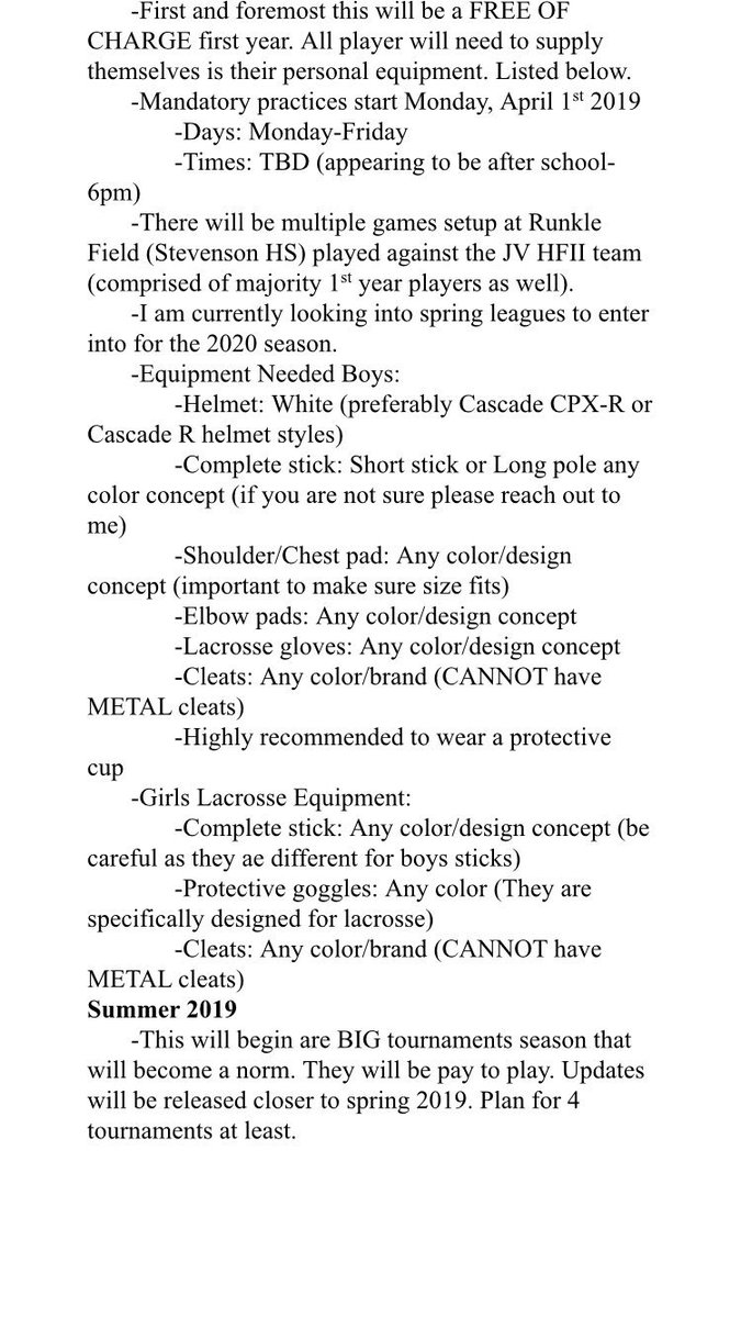 LacrosseYouth's tweet photo. Hello All,
Here is the yearly overview for the club program going forward.
Parent/Player meeting is June 15th which will cover all that is listed below in detail. Optional learning practices start June 11th-August 18th Mondays (6-7p) and Saturdays (11a-12p) #GrowTheGame https://t.co/CzQDkCyh58