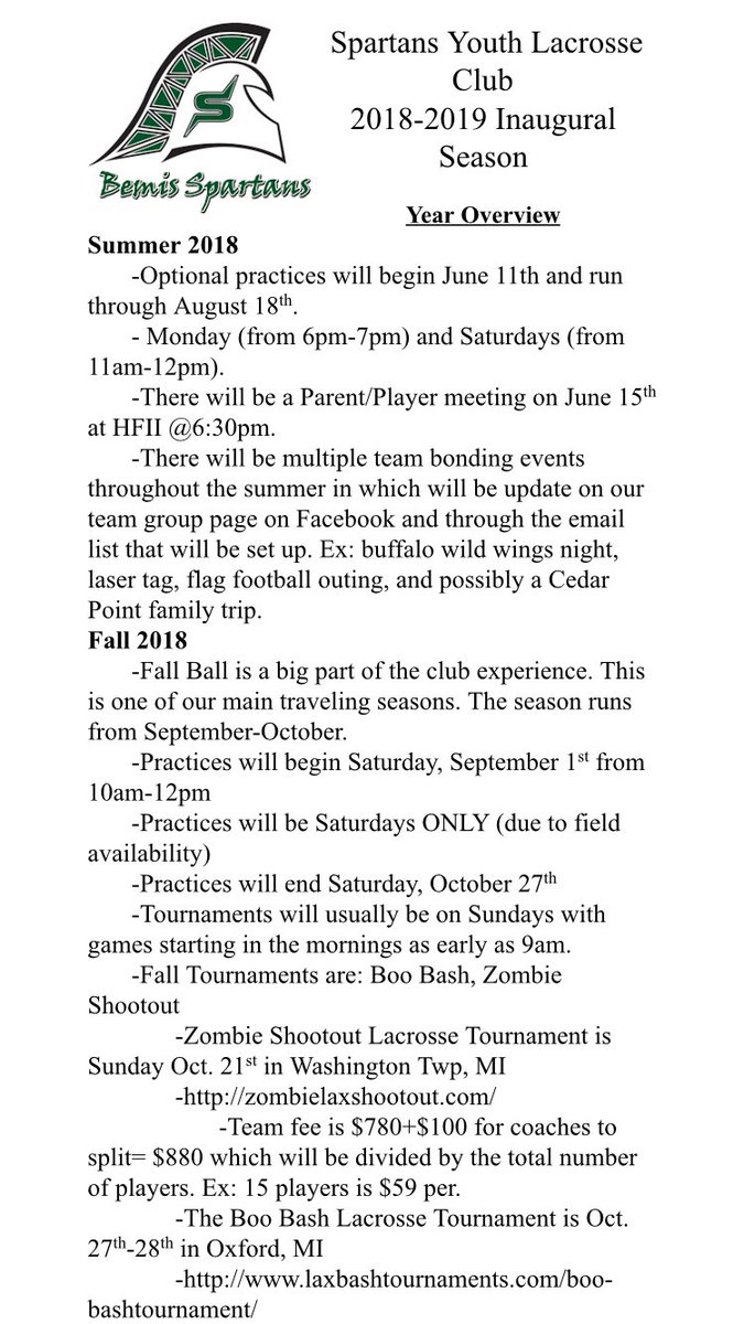 LacrosseYouth's tweet photo. Hello All,
Here is the yearly overview for the club program going forward.
Parent/Player meeting is June 15th which will cover all that is listed below in detail. Optional learning practices start June 11th-August 18th Mondays (6-7p) and Saturdays (11a-12p) #GrowTheGame https://t.co/CzQDkCyh58