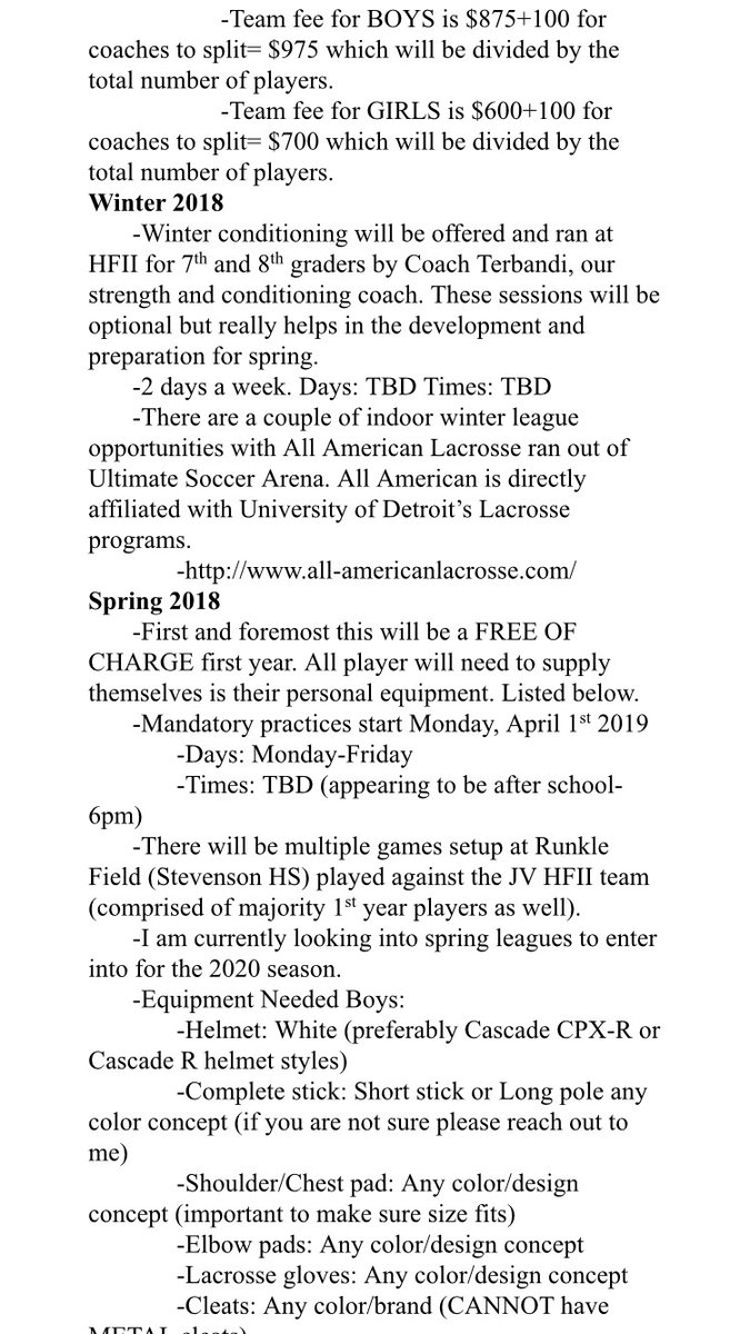 LacrosseYouth's tweet photo. Hello All,
Here is the yearly overview for the club program going forward.
Parent/Player meeting is June 15th which will cover all that is listed below in detail. Optional learning practices start June 11th-August 18th Mondays (6-7p) and Saturdays (11a-12p) #GrowTheGame https://t.co/CzQDkCyh58