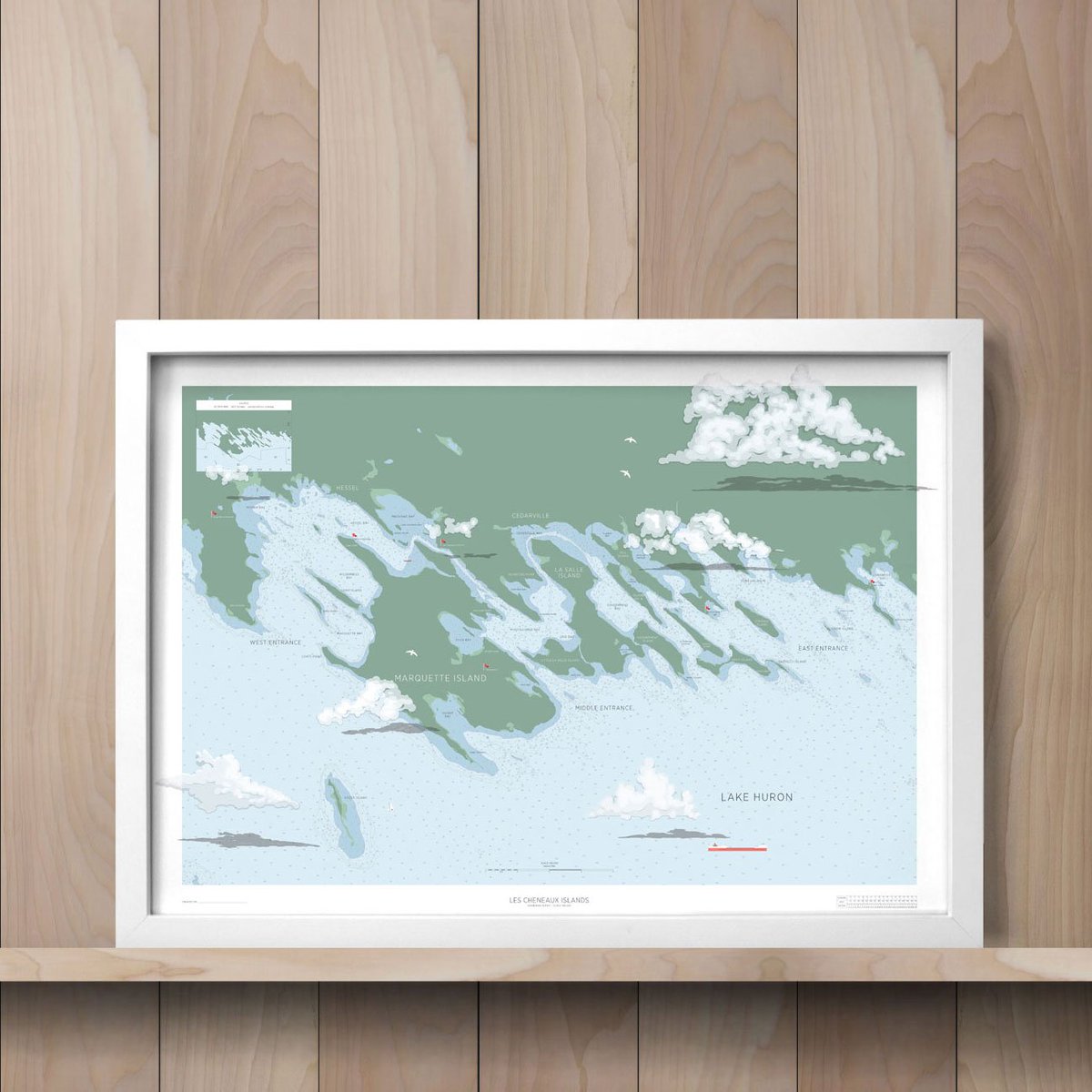 rookeeroo's tweet photo. Our nautical map featuring the Les Cheneaux Islands. This print is part of our new Boathouse collection celebrating lake life and coastal decor. #lakelife #coastal #nautical 
https://t.co/JqAHSD0jmK https://t.co/sTCN3azMaR