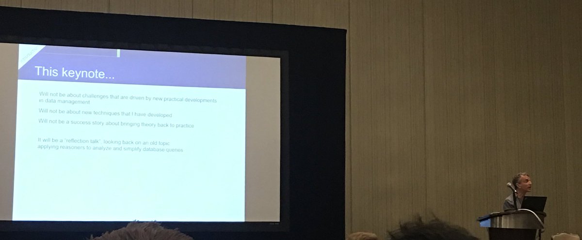 Michael Benedikt opening up #SIGMOD18 pods with his great keynote on reasoning about queries