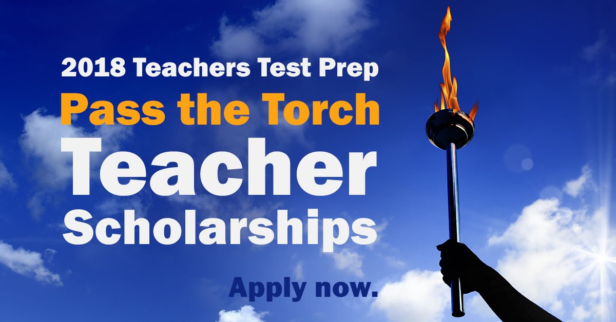 TeacherTestPrep's tweet photo. The 2018 Teachers Test Prep "Pass the Torch" Teacher Scholarships will award $10K to aspiring K-12 educators. To apply, tell us the story of a teacher who inspired YOU. Learn more at: https://t.co/NqkHkJd0cs https://t.co/k8bCTvNjAv