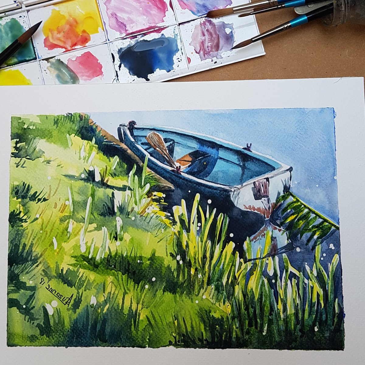 #watercolorpainting   #watercolourartists #aquarelle #boat