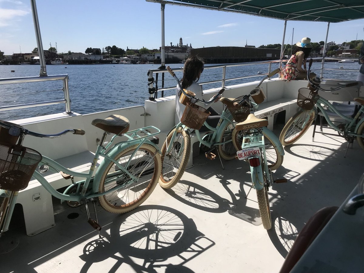 HarborTours's tweet photo. @BeauportHotel guests/bikes aboard the #WaterShuttle, hopping to @RockyNeckArt to continue their trek throughout East  Gloucester #SummerFun https://t.co/lPmZ5jYrMa