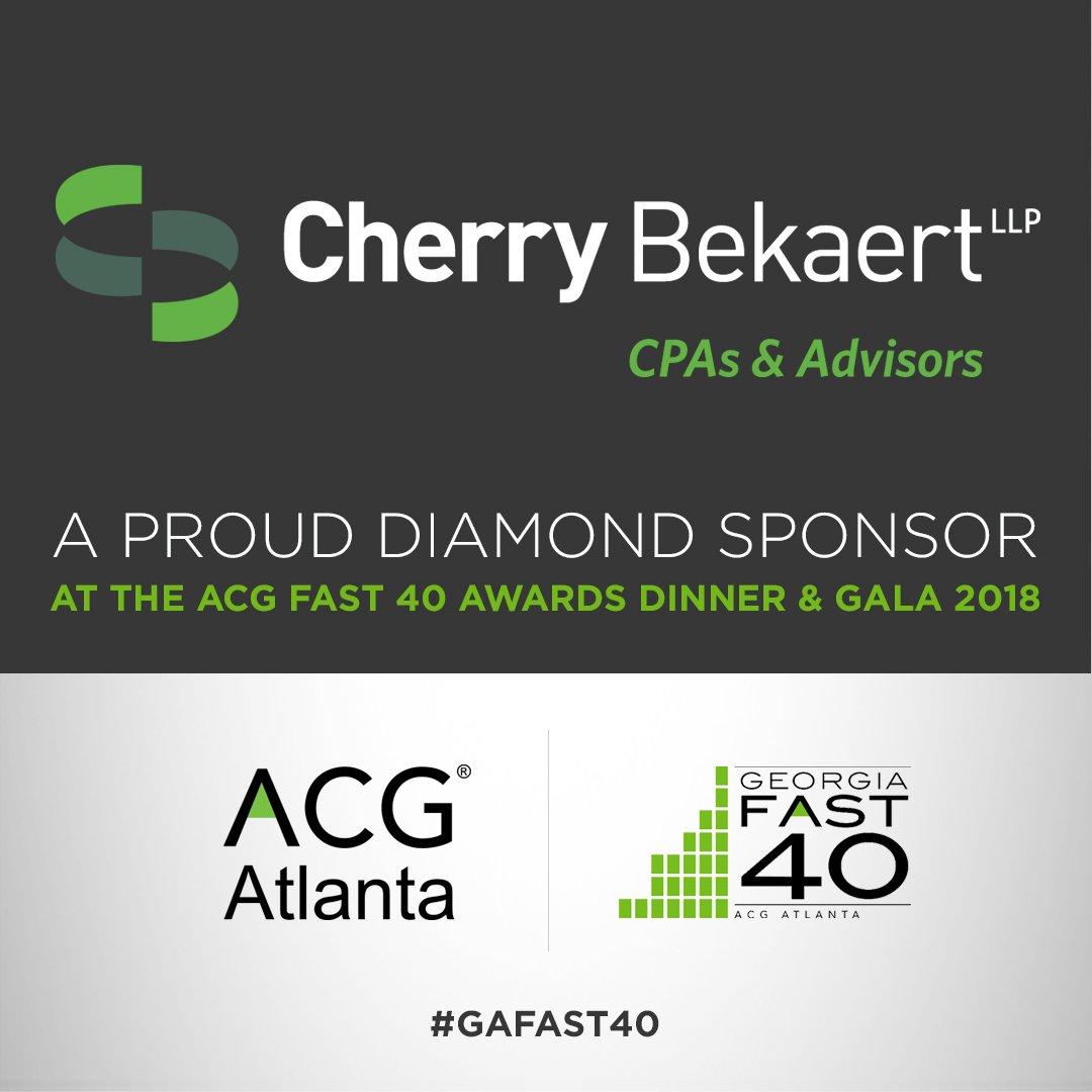 <a href="/ACGAtlanta/">ACG Atlanta</a> Proudly Recognizes #Diamond #Sponsor <a href="/CherryBekaert/">Cherry Bekaert</a>  For The ACG Fast 40 Awards Dinner &amp; Gala 2018 #GAFAST40 Join Us! tinyurl.com/y8oesx36