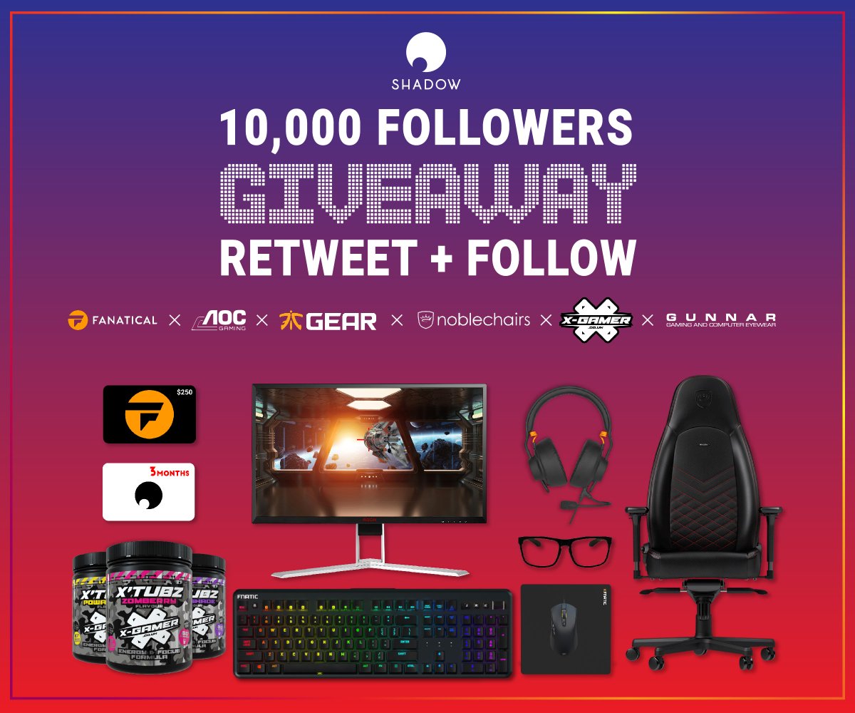 To celebrate reaching 10K followers on Twitter, we've put together the ultimate PC setup for our biggest #giveaway yet! 🖥️🖱️⌨️🎧💺👓🥛🎮

To enter: 
💕 RT &amp; Follow
🖱️ Click link for entries: shdw.me/10KGiveaway

A huge THANK YOU to all who helped make this happen 🚀