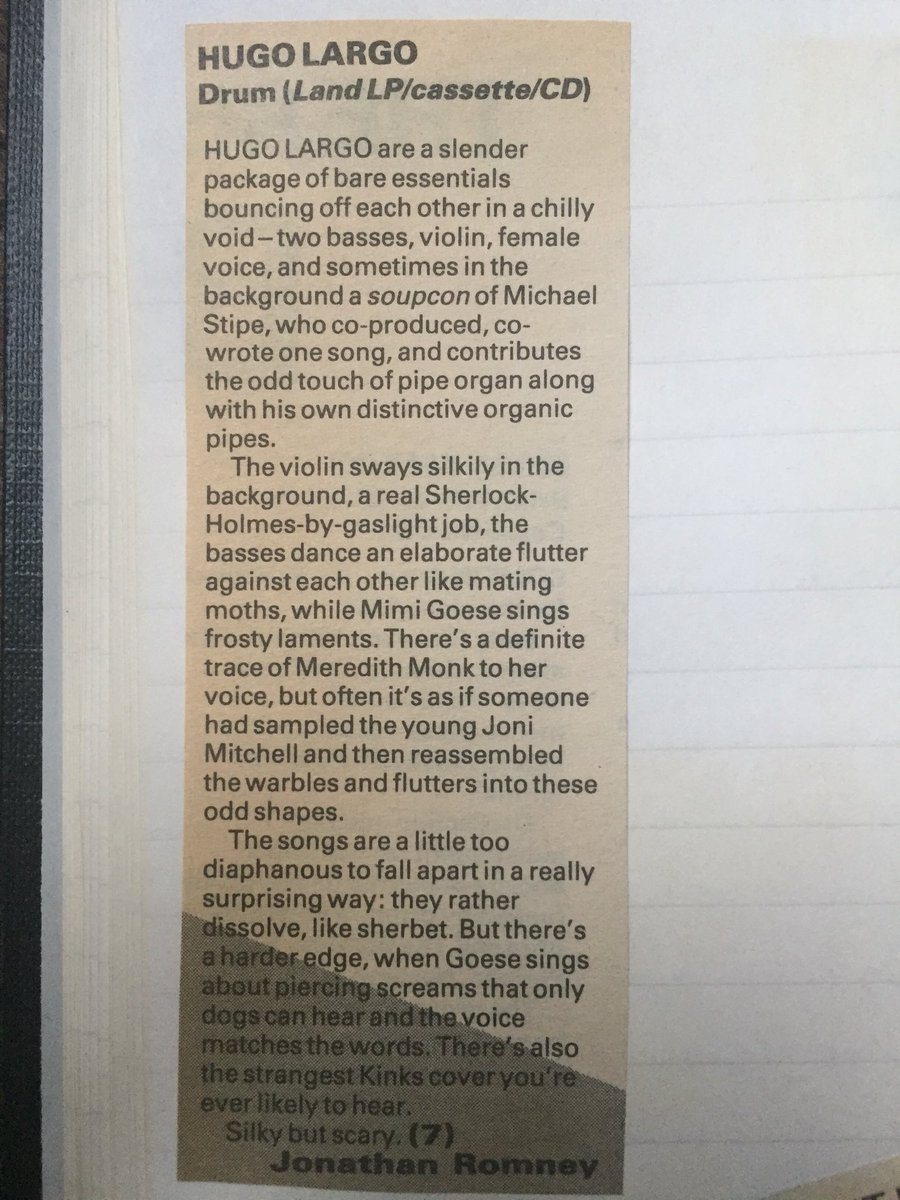 TerryTochel's tweet photo. Hugo Largo - Drum album review c1987 #HugoLargo https://t.co/UEIjpJe8ML