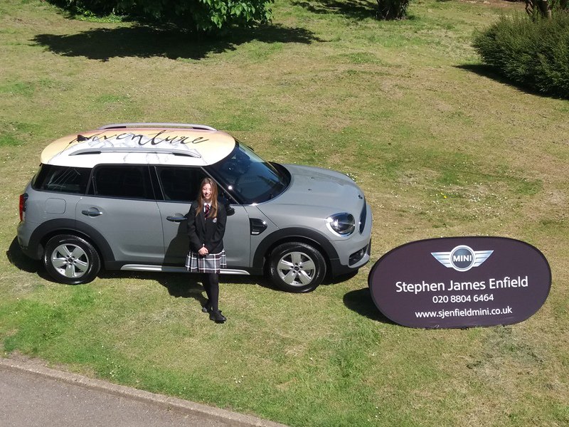 haminigroup's tweet photo. Alex Taylor, winner of the SJ Enfield MINI ‘Design A Roof That Rocks’ Competition today sees her winning design wrapped onto the roof of the MINI Countryman in preparation for Mount Grace Schools Art &amp; Design Exhibition this week. #stephenjamesenfield #mountgraceschool https://t.co/x1JWpAdpil