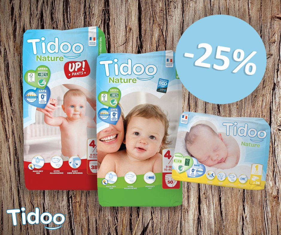 BON PLAN ! 
Du 15 au 30 juin, profitez de la promotion de -25% sur les couches et culottes écologiques Tidoo !
C'est chez @Greenweez, <a href="/brindilles_/">Brindilles</a> et <a href="/BebeAuNaturel/">Bébé au Naturel</a> !